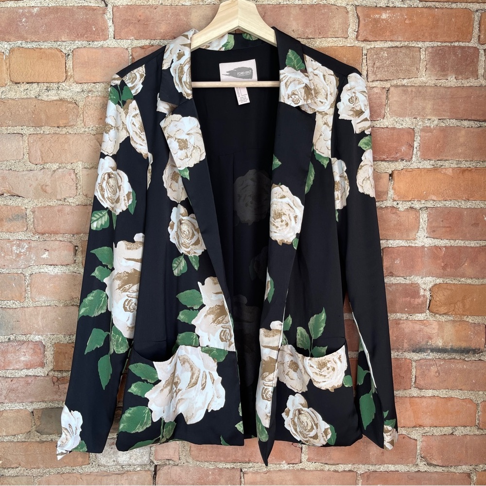 Forever 21 Lightweight Floral Open Front Blazer | Size S